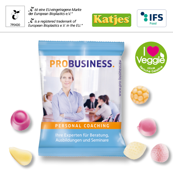 KALFANY Katjes Yoghurt-Gums mit kompostierbarem Werbetuetchen 