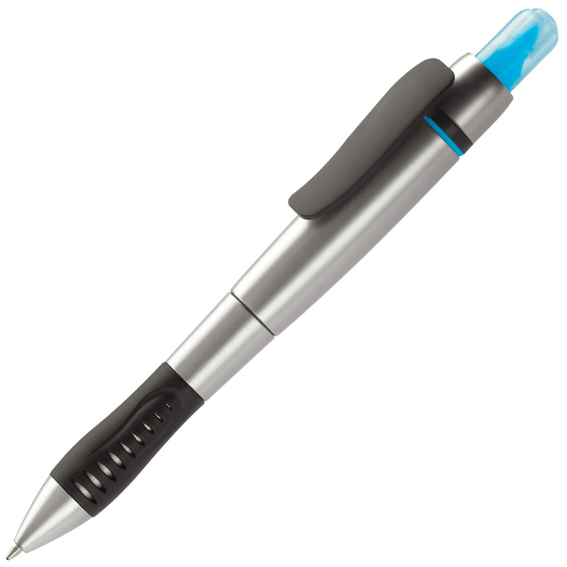 TOPPOINT Kugelschreiber mit Textmarker Silber / Blau
