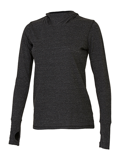 LSHOP Women«s Performance Triblend Long Sleeve Hooded Pullover With Runner«s Thumb Charcoal Heather Triblend,Grey Heather Triblend,Navy Heather Triblend,Royal Heather Triblend,Solid Black Triblend