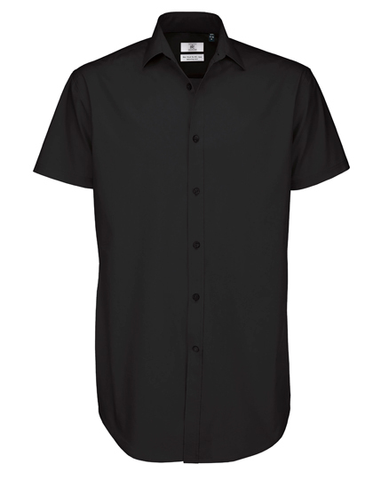 LSHOP Poplin Shirt Black Tie Short Sleeve / Men Black,Coffee Bean,Luxurious Red,White