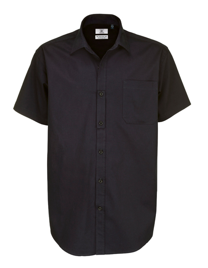 LSHOP Twill Shirt Sharp Short Sleeve / Men Black,Dark Grey (Solid),Deep Red,Navy,White