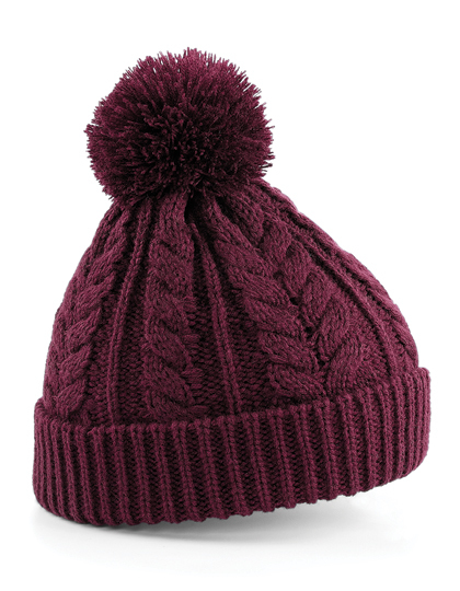LSHOP Cable Knit Snowstar Beanie Burgundy,Charcoal,French Navy,Oatmeal