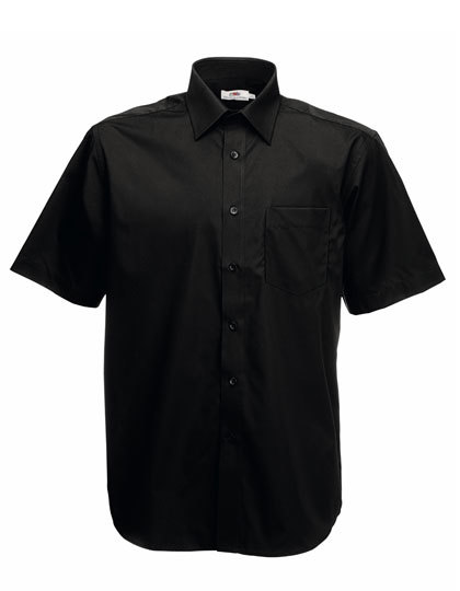 LSHOP Men«s Short Sleeve Poplin Shirt Black,Mid Blue,Navy,Red,White