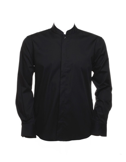 LSHOP Men«s Bar Shirt Mandarin-Collar Longsleeve Black