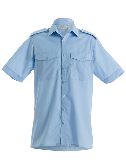 LSHOP Pilot Shirt Short Sleeved Light Blue,White