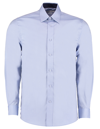 LSHOP Mens Contrast Premium Oxford Shirt Long Sleeve Light Blue,Silver Grey (Solid)
