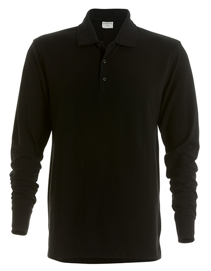 LSHOP Piqu Polo Shirt Long Sleeved Black,Graphite (Solid),Navy