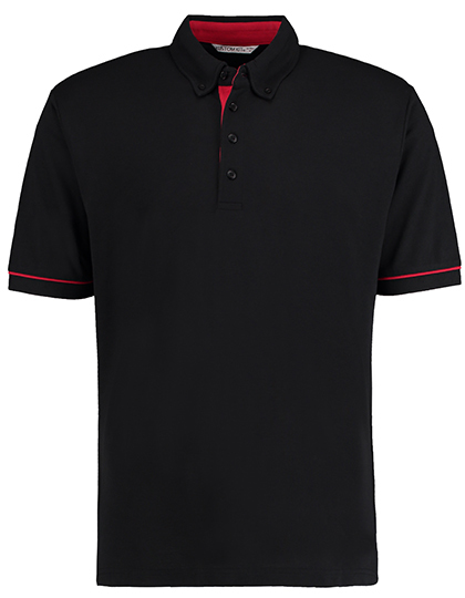 LSHOP Button Down Collar Contrast Polo Shirt Black,Navy