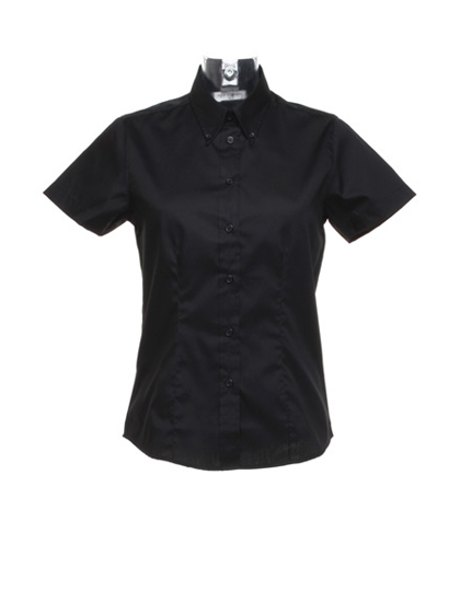 LSHOP Women«s Corporate Oxford Shirt Short Sleeve Black,Charcoal,Light Blue,Red,Royal,Silver Grey (Solid),White