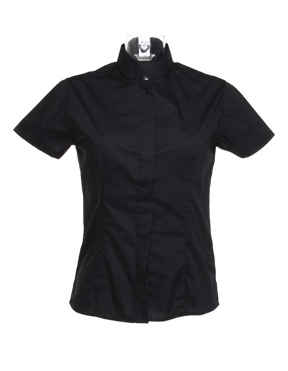 LSHOP Women«s Bar Shirt Mandarin Collar Shortsleeve Black