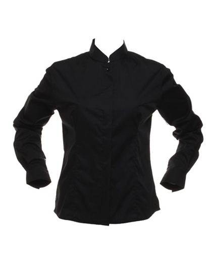 LSHOP Women«s Bar Shirt Mandarin Collar Longsleeve Black