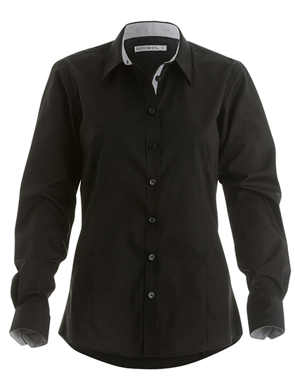 LSHOP Contrast Premium Oxford Shirt Long Sleeved Black,White