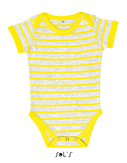 LSHOP Baby Striped Bodysuit Miles Ash (Heather),White