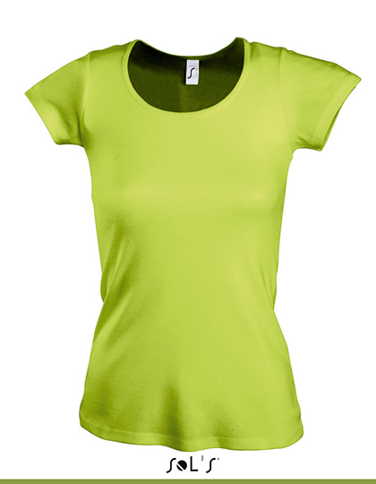 LSHOP Women T-Shirt Moody Apple Green,Deep Black,Fuchsia,Red,Turquoise,White