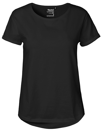 LSHOP Ladies Roll Up Sleeve T-Shirt Black,Navy,White