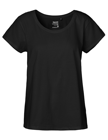 LSHOP Ladies Loose Fit T-Shirt Black,Bordeaux,Navy,Red,Sports Grey,White,White - Navy (Striped)