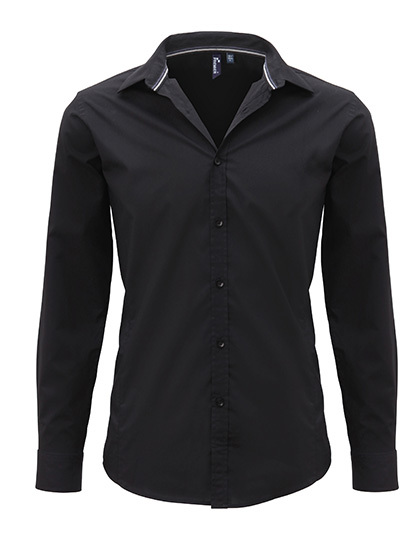 LSHOP Mens Long Sleeve Fitted Friday Shirt Black,Steel
