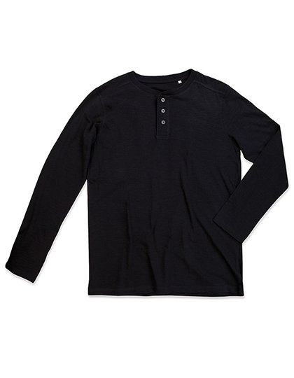 LSHOP Shawn Long Sleeve Henley T-shirt for men Black Opal,Slate Grey (Solid),White
