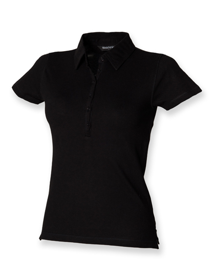 LSHOP Ladies Short Sleeved Stretch Polo Black,Fuchsia,Surf Blue,White