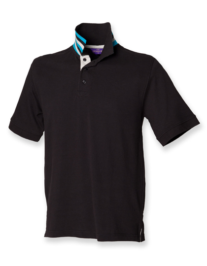 LSHOP Men«s Striped Collar Polo Shirt Black,Navy,White