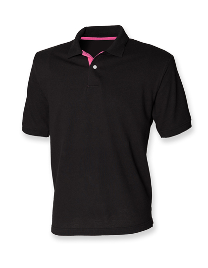 LSHOP Men«s Contrast Piqu Polo Shirt 65/35 Black,Bright Green,Navy,Purple,Sapphire Blue