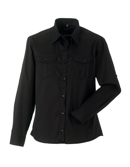 LSHOP Men«s Roll Long Sleeve Twill Shirt Black,Blue,French Navy,Khaki,White,Zinc