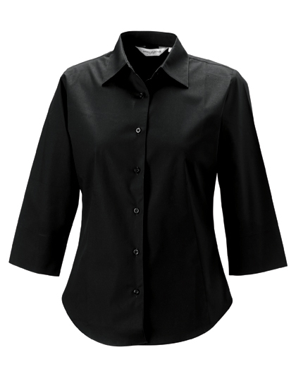 LSHOP Ladies« 3/4 Sleeve Fitted Shirt Black,Chocolate,Port,White