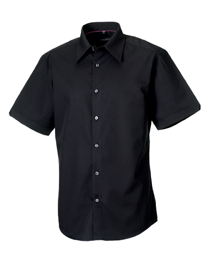 LSHOP Men«s Short Sleeve Tencel¨ Fitted Shirt Black,Chocolate,Navy,White