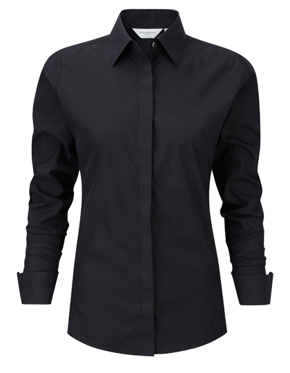 LSHOP Ladies« Long Sleeve Ultimate Stretch Shirt Black,White