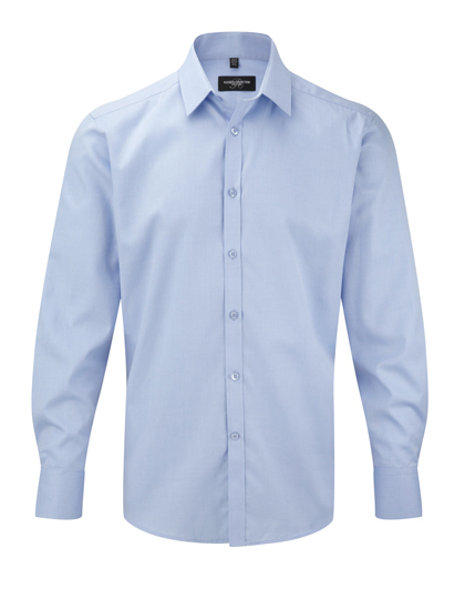 LSHOP Men«s Long Sleeve Herringbone Shirt Light Blue,White