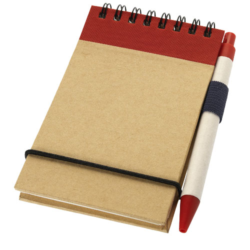 PF Zuse Notizbuch mit Stift natur,rot