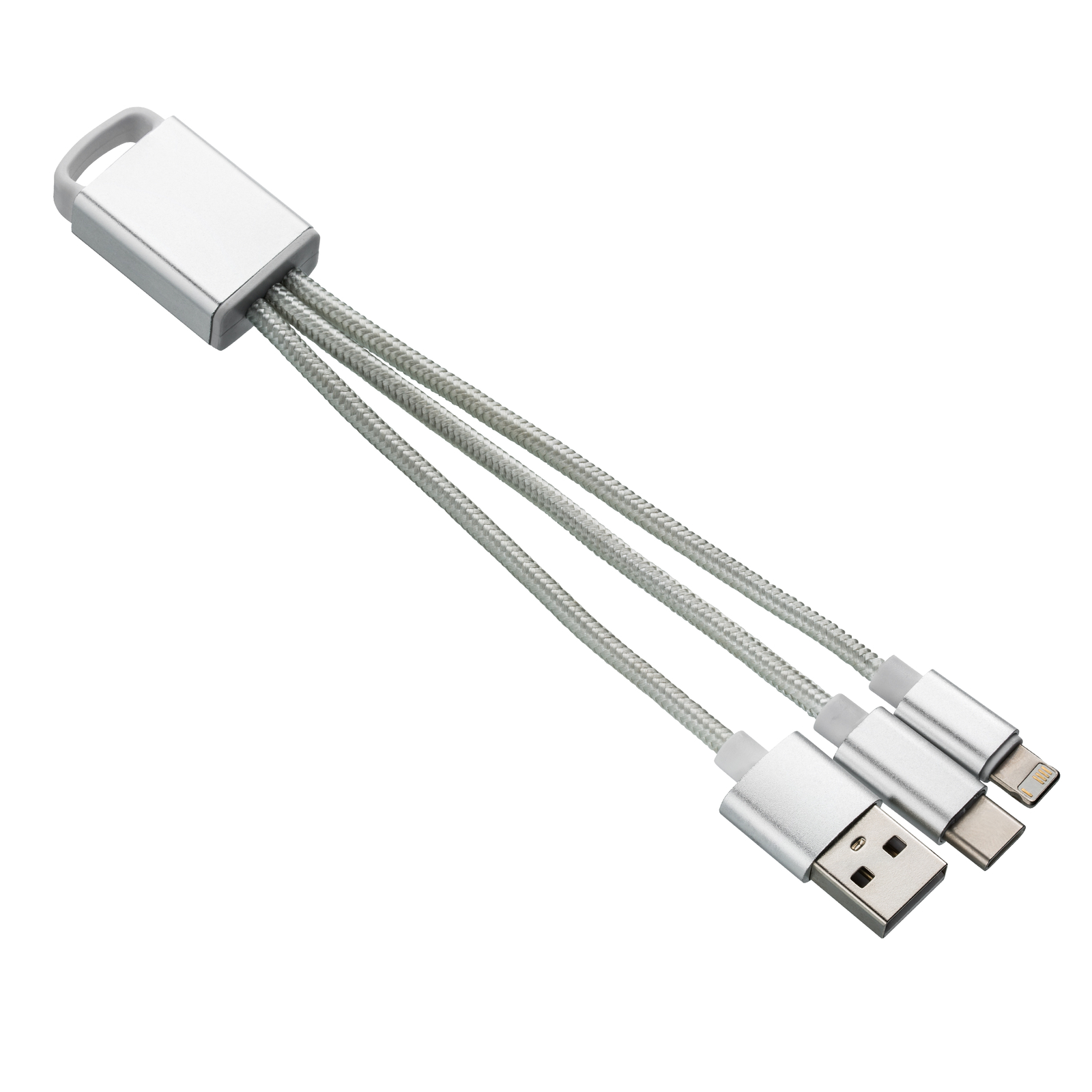 LM Ladekabel mit 2 in 1 Anschluss und USB Type C REFLECTS-MONTIJA SILVER silber