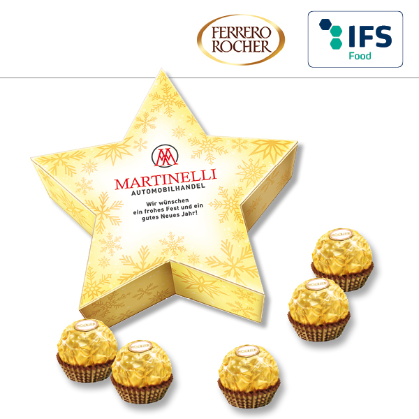 KALFANY Ferrero Geschenkbox Stern gefuellt mit 5 Stueck Ferrero Rocher 