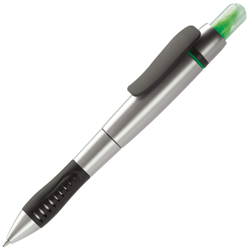 TOPPOINT Kugelschreiber mit Textmarker Silber / Grün