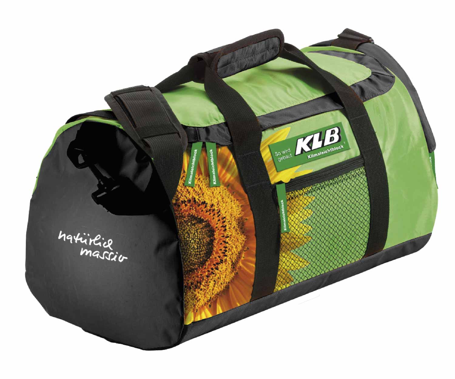 Sporttasche für Klimaleichtblock mit Sonnenblume